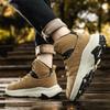New Outdoor Leather Waterproof Mountaineering Shoes Men's Non-slip Walking High-top Sneakers Women's Thick Soled Daddy Shoes