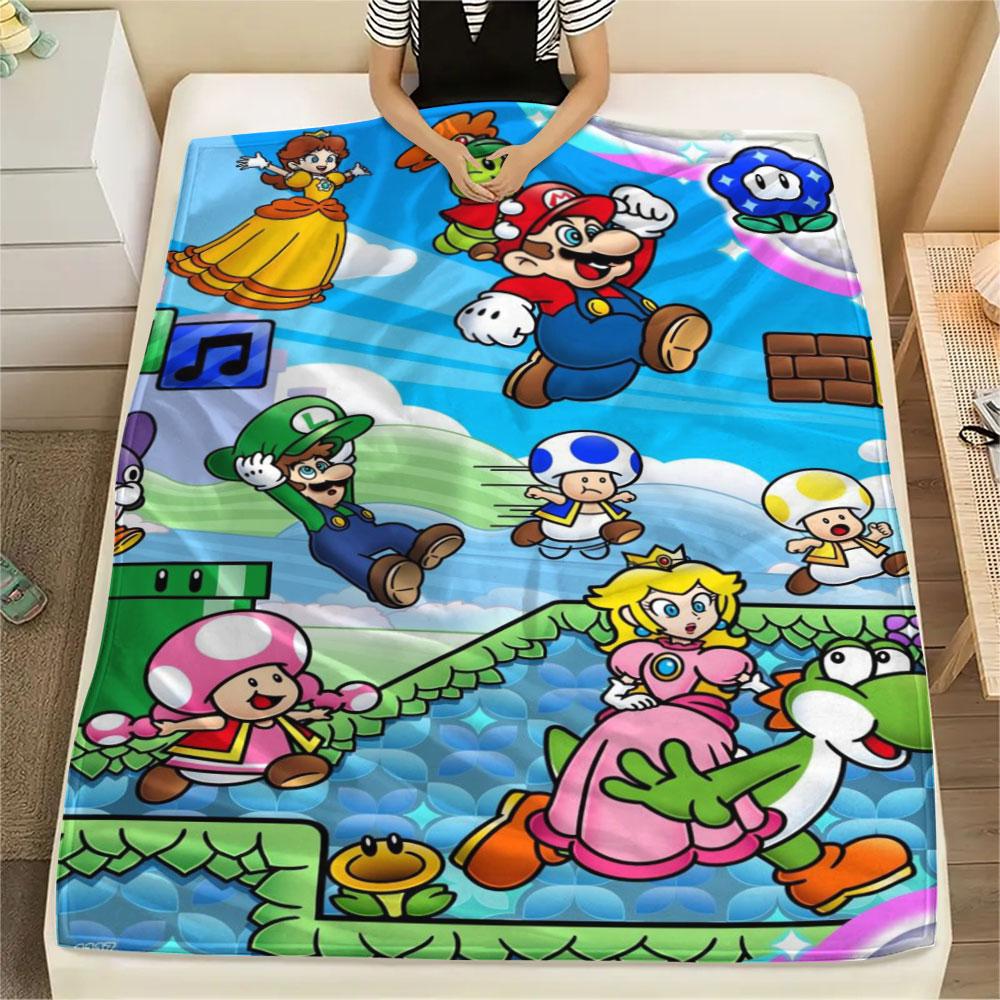 Super Mario Cartoon printing Flannel Blanket Bedroom Sofa Camping Warm blanket Gifts for family and friends-MJ009
