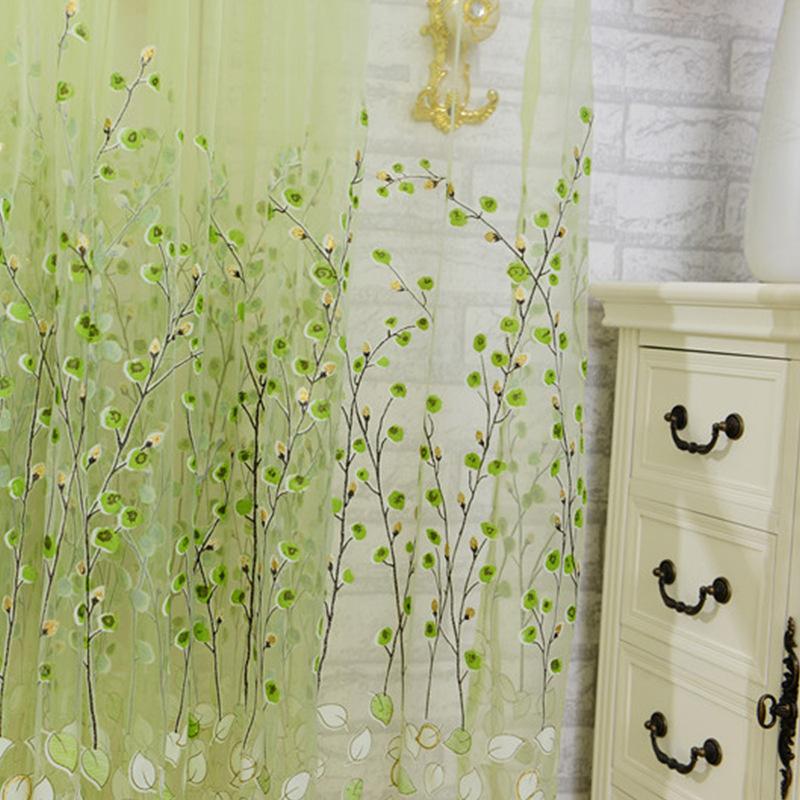 Transmitting Printed Wintersweet Pastoral Style Sheer Curtains Semi-shading Curtain Home Livingroom Window Decoration