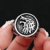 Vintage Vikings Stainless Steel Wolf Ring For Men Biker Ice Wolf House Stark Winterfell Animal Ring Nordic Fashion Jewelry Gifts