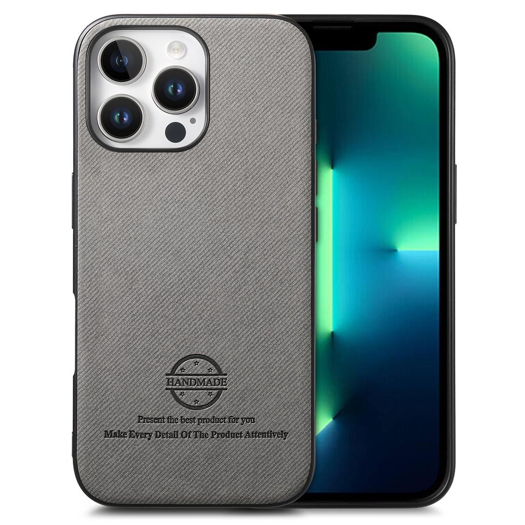 For iPhone 13 Pro Max Case Cloth Texture Leather+PC+TPU Anti-Drop Phone Cover