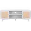Rattan-TV-Ständer 191cm Fernseher Boho-TV-Schrank Weiß Fernsehschrank