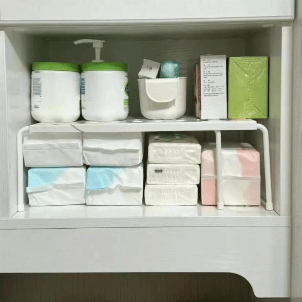 15.94-26.77inch Stackable Shelf ABS Kitchen Storage Rack Neat Expandable Shelf For Bathroom