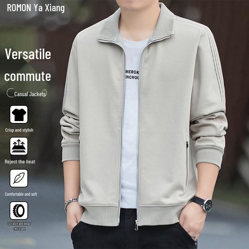 ROMON Men's Casual Stand-Collar Jacket
