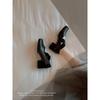 Spot Cowhide Version~ Grape Mother High-heeled Single Shoes Retro Cross-strap Mary Jane Shoes Square Head Thick Heel Ballet Shoes