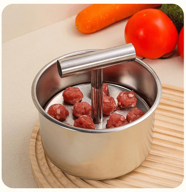 Пресс-форма для фрикаделек из нержавеющей стали с 6/12 отверстиями, кухонный прибор для фрикаделек, ручные инструменты для выдавливания фрикаделек, формовщик мяса