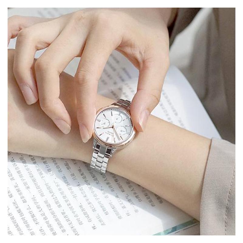 Casio Серия SHEEN водонепроницаемые бизнес-часы кварцевый механизм стальной ремешок японские и корейские часы женские часы белый циферблат SHE-3510SG-7AUPRD
