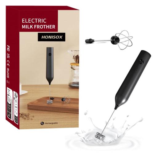 Rechargeable Electric Milk Frother - with Two 304 Stainless Steel Mixing Heads, USB Charging, for Latte, Cappuccino, Hot Chocolate, Egg Frothing, Milk