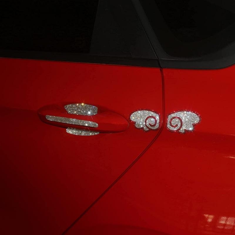 Bling Diamond Stickers for Car Rear Window Cute Wings Auto Scratches on Bumper Body Refrigerator Helmet Blossom Decal Decro