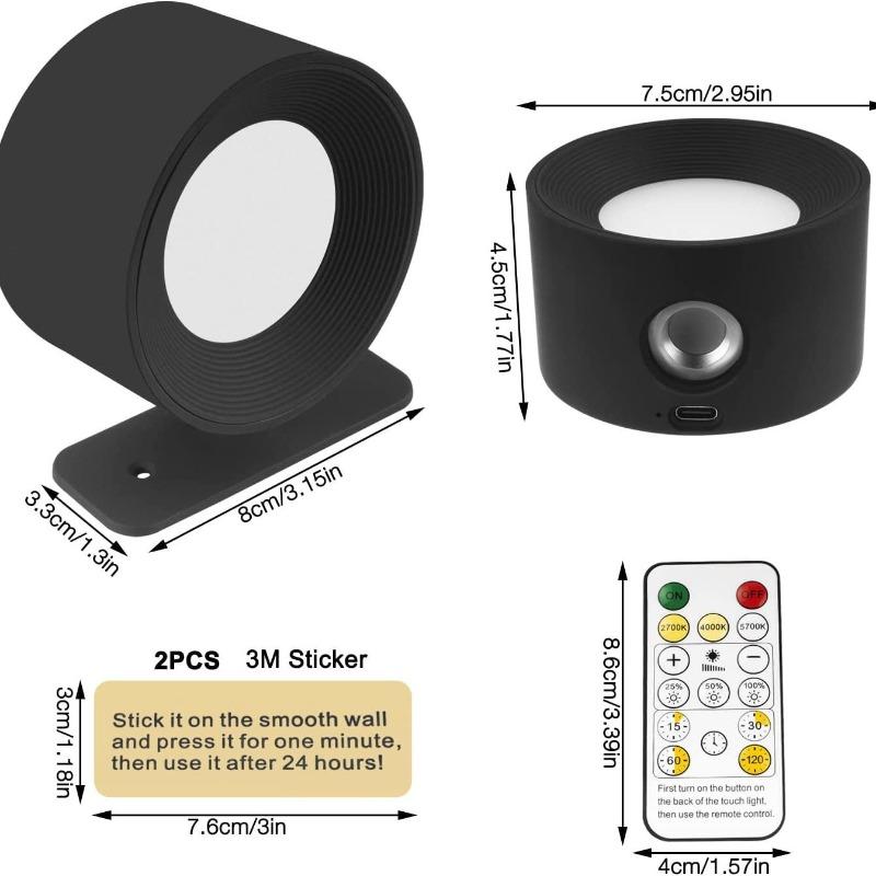 Портативный настенный светильник с магнитным сенсорным пультом управления, USB-зарядка, прикроватный светильник без проводов, светодиодный ночник для чтения в спальне