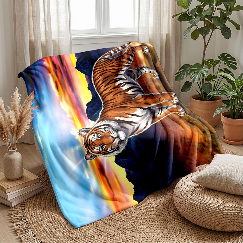 Tiger Spirit in Water Theme blanket Lightweight Warm Flannel Blanket Decorative Throw Blanket for Home Decoration