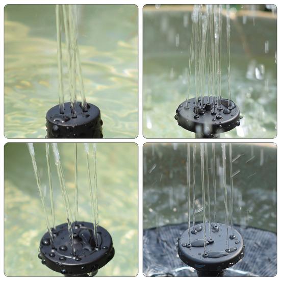 Solar Fountain Pump for Bird Bath Eco-Friendly Solar Water Fountain with 6 Nozzles Easy To Install Outdoor Fountain for Garden Pond Pool