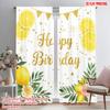 2pcs 2D Flat Printing Curtains Happy Birthday Lemon Party Fabric Without Electricity Festive Holiday for All Season Celebrations