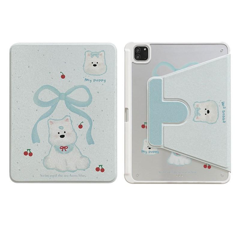 Miffy Rabbit Plaid Tablet Case With Rotating Stand Stylus Slot IPad Mini 6/7 8.3 Air 10.9/11 Pro 11/13 9.7/10.2/10.5 Inch