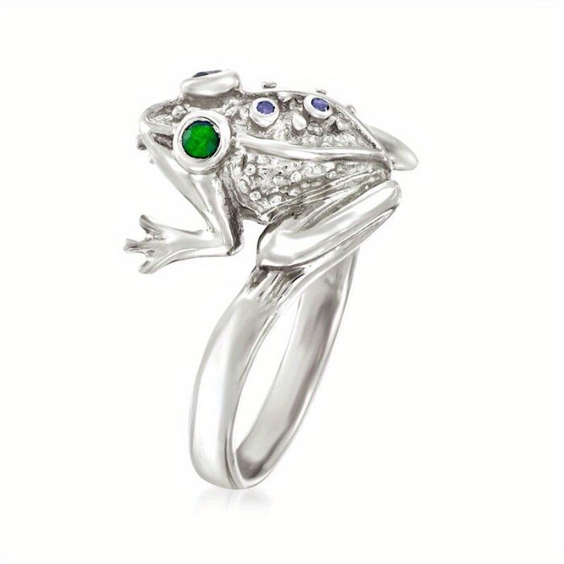 1Pc Fashion Inlaid Synthetic Zircon Frog Ring
