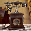 Retro Solid Wood Rotary Dial Telephone: Antique American-Chinese Desk Phone