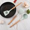 1 Pcs Silicone Kitchenware Set with Wooden Handle 12 Piece Non Stick Spatula and Spoon Kitchenware Set