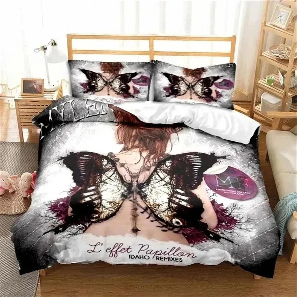 Fashion Bedding Set  Singer Mylene Farmer Duvet Cover Pillowcase Single King Double Full Queen Size Polyester Quilt Cover