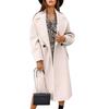 Women Oversize Coat Solid Color Double Breasted Turndown Collar Pockets Overcoat Office