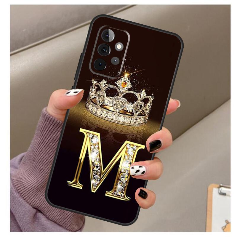 Чехол с золотым мраморным монограммой буквы для Samsung Galaxy A56 A16 A26 A36 A06 A52 A53 A33 A13 A34 A54 A14 A15 A35 A55 A22 A32