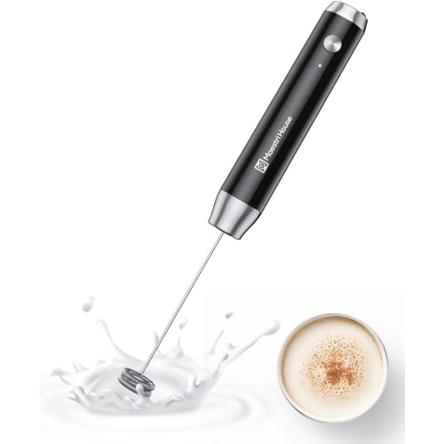Maestri House Rechargeable Milk Frother, Electric Milk Frother, Waterproof, Powerful, One-Button Operation, Easy Operation with Indicator, Perfect for