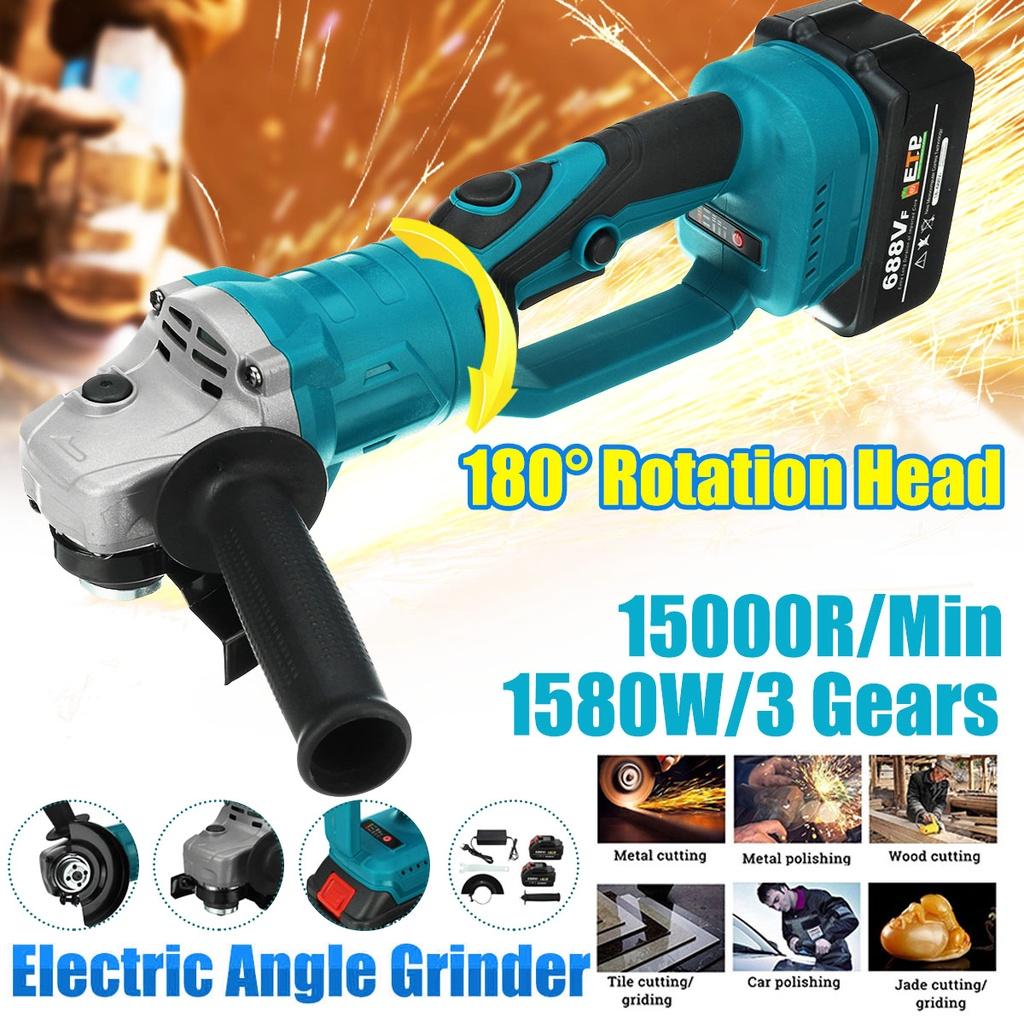 100mm Brushless Electric Angle Grinder Grinding Machine 688VF Cordless DIY Woodworking Power Tool For 25000mAh Battery 1580W
