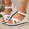 2025 Buckle Strap Women's Sandals Open Toe Wedge Heel Fashion Platform Summer Casual Sandals Comfortable Plus Size Shoes Ladies