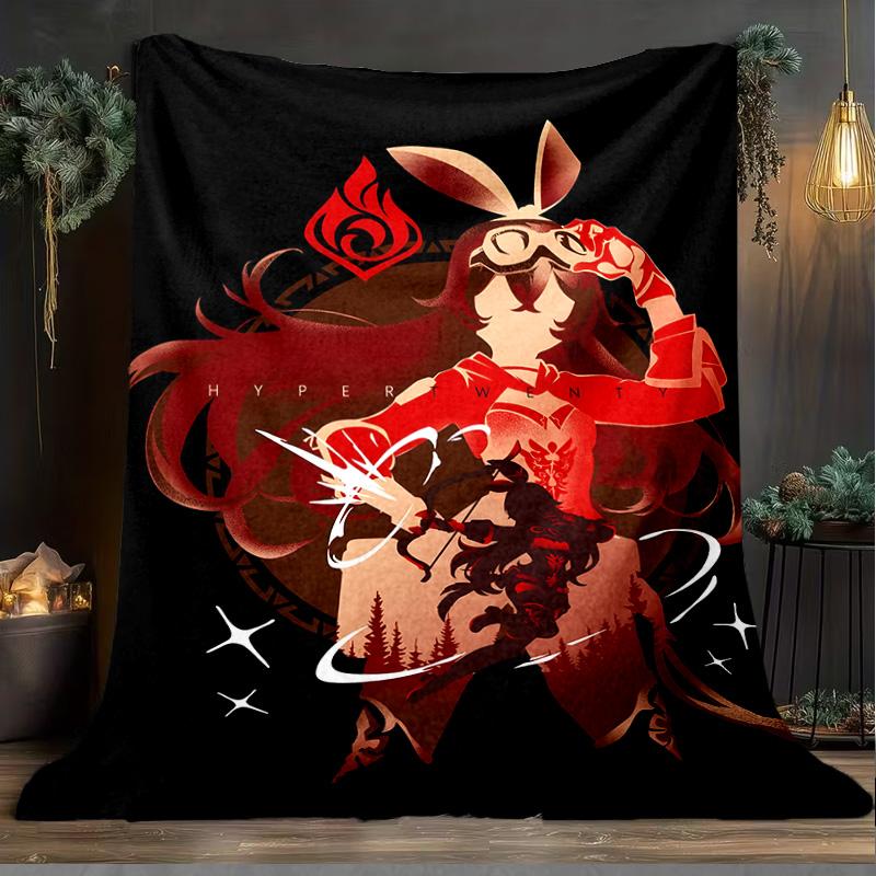 1PC Ayato Genshin Blanket Flannel Throw for Sofa, Indoor, Camping, Living Room, Office, Chair, And Bed Soft Birthday Christmas Gift