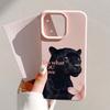 Back Panther Head Design With Floral Patterns Phone Case For iPhone 17 16 11 12 13 14 15 Pro Max Plus Air Shockproof Soft Cover