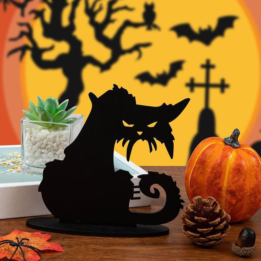 1 шт. деревянные украшения на Хэллоуин, центральная часть столешницы на Хэллоуин, ремесленный декор, декор с черной кошкой для дома, в помещении, праздника