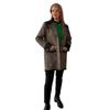 Fierte Women's Large Size Coat Lm96020 Button Closure Lining Leather Detail