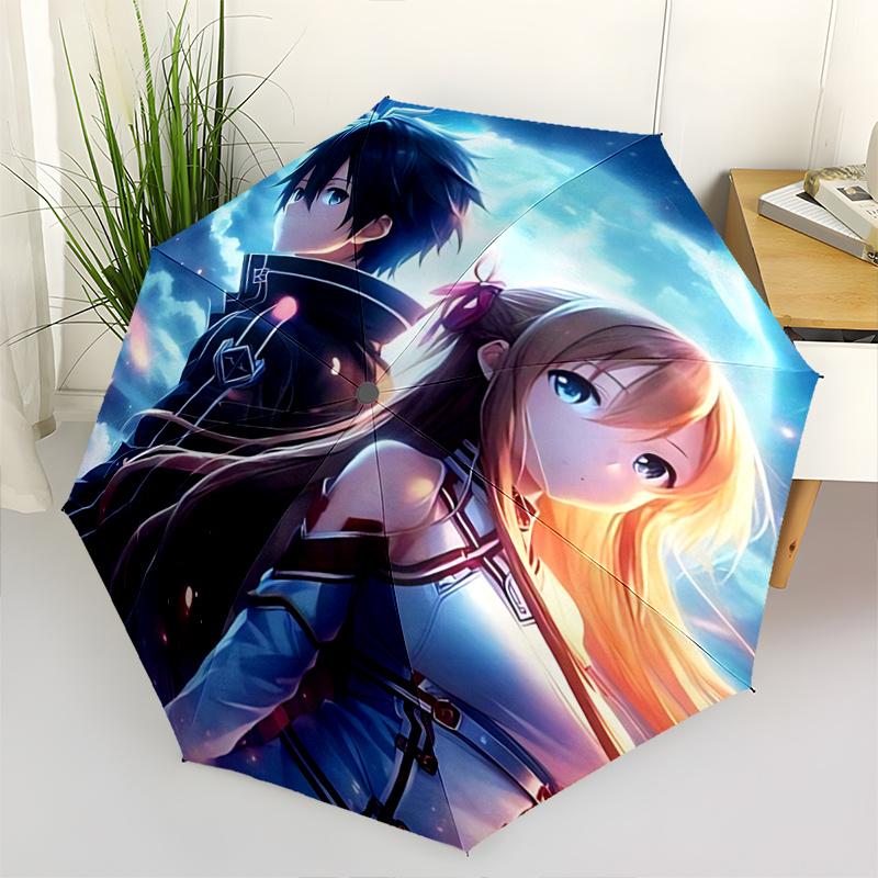 1pc Sword Art Online Inspired Umbrella Automatic Opening/Closing Umbrella with Foldable Design, Perfect for Fans, Travelers, and Daily Use.C056