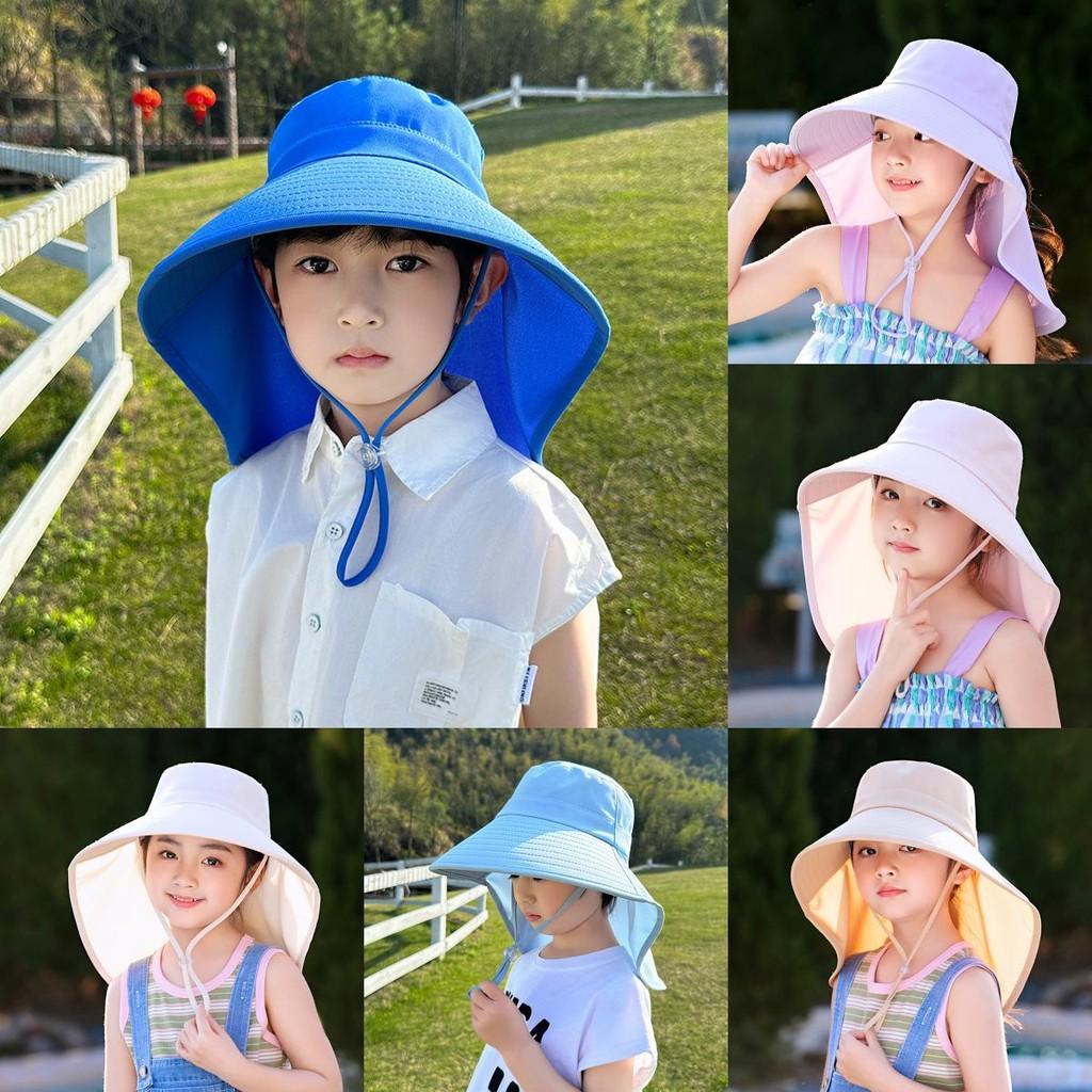 Детская летняя уличная шляпа от солнца с широкими полями и защитой шеи для девочек и мальчиков