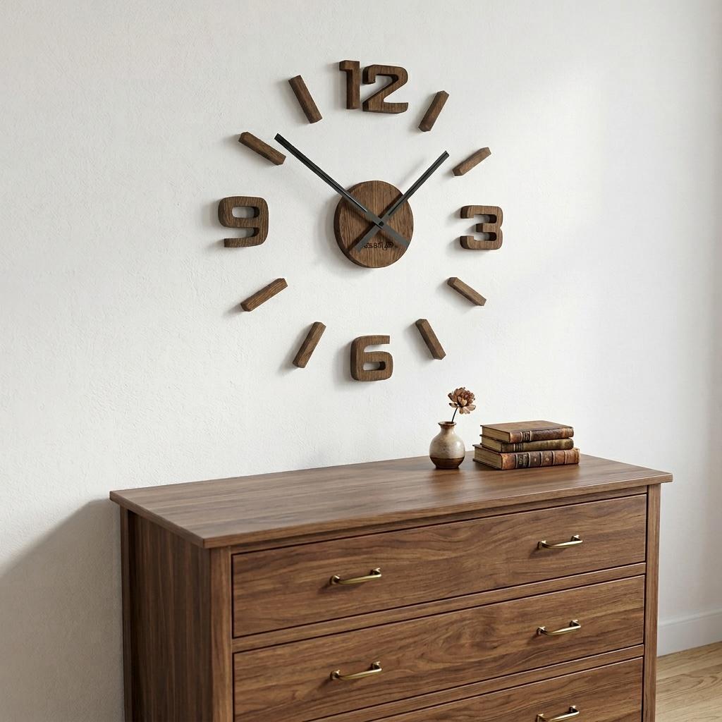 Wooden oak wall clock EKO 75cm brown