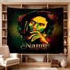 Bob Marley Reggae Music Icon Poster Personalized Name Clear Pattern Tapestry, Wall Decor for Apartment, Studio and Photoshoot Backdrop