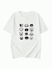 Camiseta suelta de Unisexga corta con dibujos animados feUnisexinos blusa informal transpirable de estilo coreano