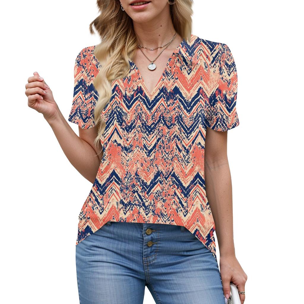 Женские рубашки, летние деловые повседневные рабочие топы с коротким рукавом, застегивающиеся на пуговицы, воротник, V-образный вырез, блузка, футболка