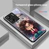 Девушка с кудрявыми волосами Для Xiaomi Redmi 13C Note13 12 Pro Plus 5G Note 9 13T Pro POCO X6 F5 F6 Черный Чехол для телефона из закаленного стекла