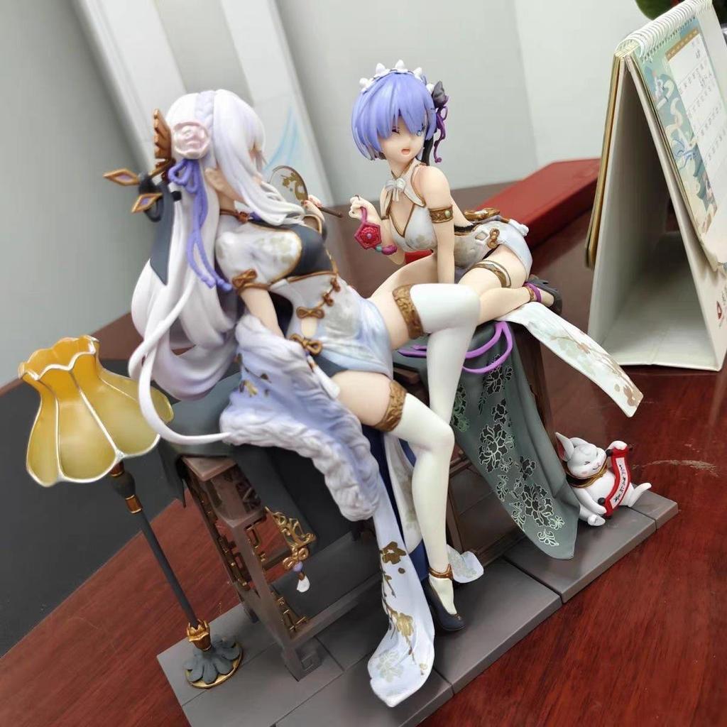 Ре:Re:Zero - Начать жизнь в другом мире - Эмилия Рем - Ципао - Модель Аниме Девушки Фигурка Украшение Подарок