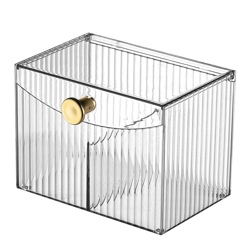 Прозрачный косметический органайзер с откидной крышкой и отделениями для помады, ватных дисков и зубочисток