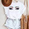 2025 Women Ladies Watercolor Casual Eye Eyelash Fashion Cartoon Summer Lady Print Tee Stylish T Top Tshirts Clothes T-Shirt