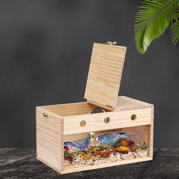 Clear Parrot Breeding Box, Black Phoenix Tiger Skin Peony Design, Hanging Bird Nest House.