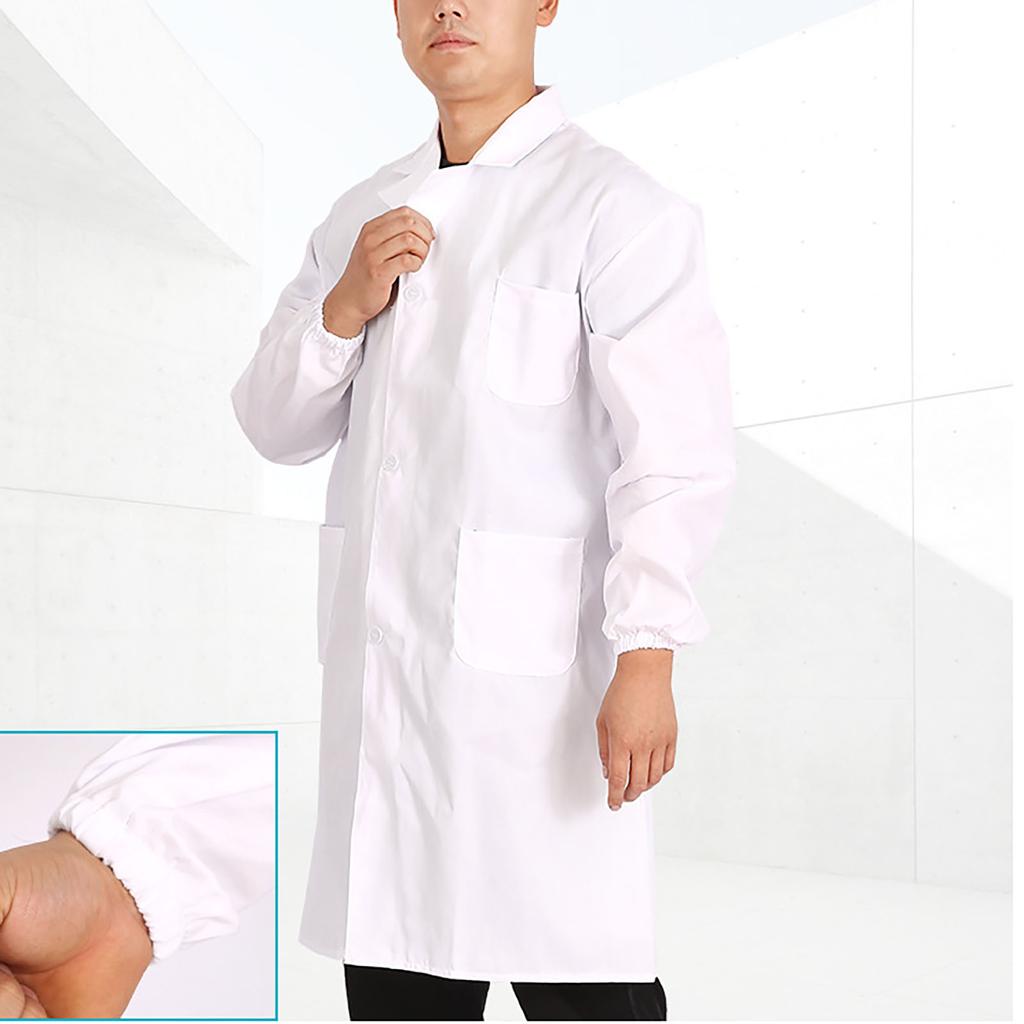 Профессиональный лабораторный халат мужской женский мягкий хлопковый с длинным рукавом стоматологический больничный белый халат хлопковый эластичные манжеты L