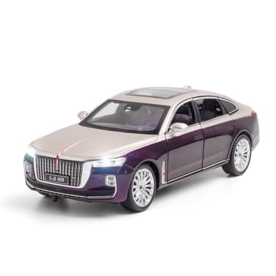 Масштаб 1/24 HongQi H9, литая под давлением модель автомобиля, игрушечный автомобиль с откатным механизмом, звуком и светом для детей, коллекция подарков для мальчиков и девочек