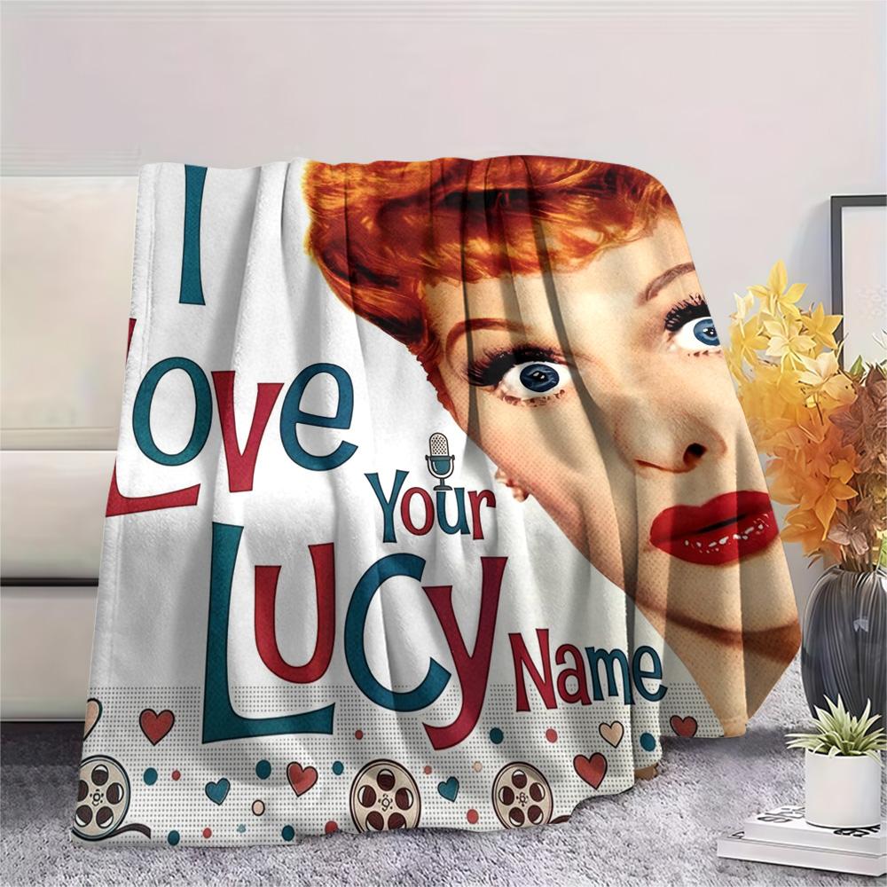 1PC Love Lucy Comics Custom Name Patterned Flannel Blanket Suitable For All Seasons For Home Decor Warmth And Comfort Gifts Holiday Present