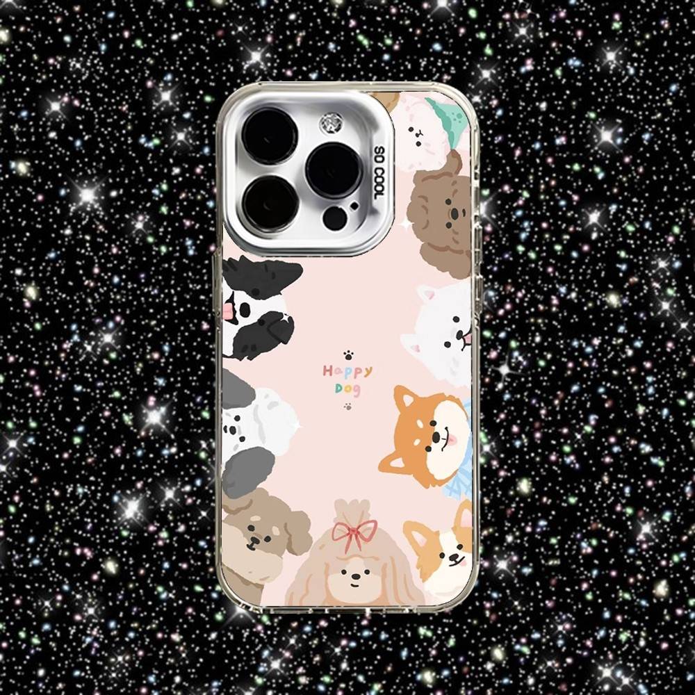 Чехол для телефона 'Счастливая собака', милый, для iPhone 16,15,14,13,12,11, Pro, XS, Max, Plus, Mini, SE, белый, конфетный, матовый, противоударный