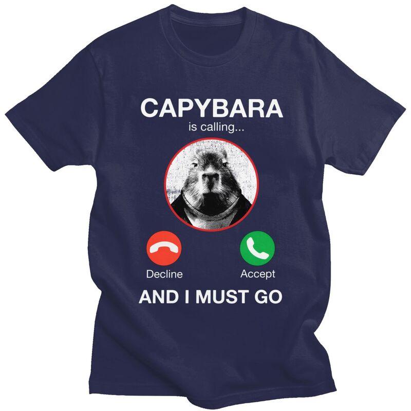 Capybara Is Calling And I Must Go Tshirt for Unisex Short Sleeves T Shirt Fashion Tshirts Pure Cotton Tees Birthday Gift
