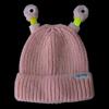 Yousheng Cute Knitted Beanie Hat with Eyes Wear Resistant Solid Color LED Glowing Funny Cartoon Winter Warm Hat