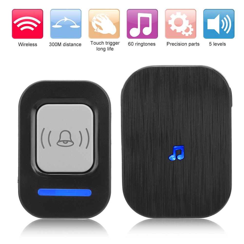 Беспроводной дверной звонок для дома 984,3 фута Большая дальность Музыкальный дверной звонок Контроль доступа