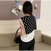 Simple Cape Polka Dot Knitted Shawl Knotted Retro Fake Collar Korean Style Wraps Shoulder Scarf Female